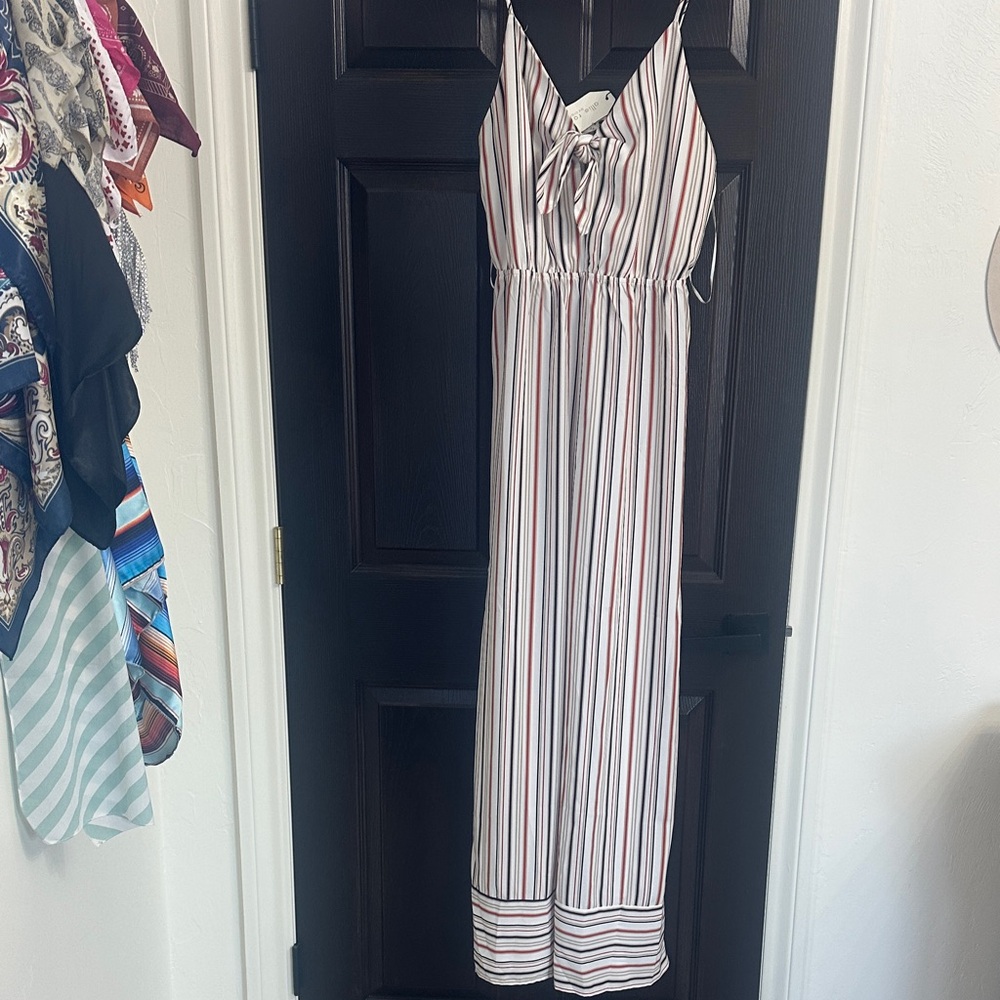 Striped Jumpsuit with Black Straps